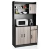 BZGWECD 4-Door Kitchen Buffet Pantry Storage Cabinet Tall Microwave Cabinet With/Hutch Adjustable Shelf For Home Kitchen Storage Cabinet (Color : B)