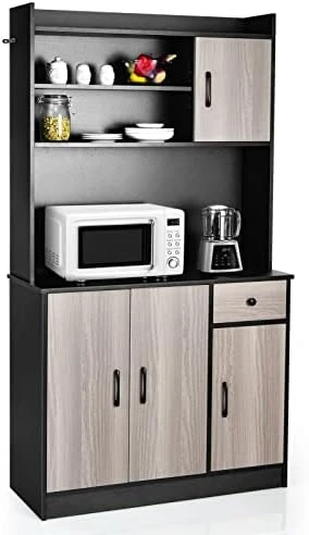 BZGWECD 4-Door Kitchen Buffet Pantry Storage Cabinet Tall Microwave Cabinet With/Hutch Adjustable Shelf For Home Kitchen Storage Cabinet (Color : B) 7 BZGWECD 4-Door Kitchen Buffet Pantry Storage Cabinet Tall Microwave Cabinet With/Hutch Adjustable Shelf For Home Kitchen Storage Cabinet (Color : B) - Image 7