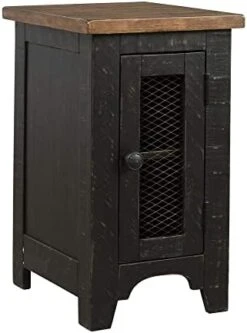 Signature Design By Ashley Wystfield Farmhouse Chair Side End Table With Cabinet Door For Storage, White & Brown With Distressed Finish 9 Signature Design By Ashley Wystfield Farmhouse Chair Side End Table With Cabinet Door For Storage, White & Brown With Distressed Finish -Songmics Furniture Shop 41uTEbu YkL. AC