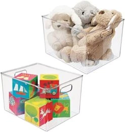 MDesign Deep Plastic Home Storage Organizer Bin With Built-in Handles For Cube Furniture Shelving In Office, Closet, Cabinet, Bedroom, Bathroom, Nursery, Dorm - Ligne Collection - 2 Pack - Clear -Songmics Furniture Shop 41uWIxk0XL. AC