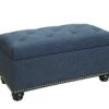 Convenience Concepts Designs4Comfort 7th Avenue Storage Ottoman, Blue Fabric