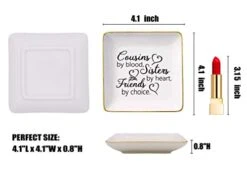 Topthink Cousins By Blood,Sisters By Heart,Friends By Choice – Ceramic Jewelry Holder Ring Dish Trinket Tray – Birthday Christmas Graduation Wedding Gifts For Cousin,Women,Girls,Her 7 Topthink Cousins By Blood,Sisters By Heart,Friends By Choice – Ceramic Jewelry Holder Ring Dish Trinket Tray – Birthday Christmas Graduation Wedding Gifts For Cousin,Women,Girls,Her -Songmics Furniture Shop 41uX74q1WuL
