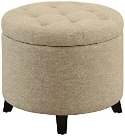 Convenience Concepts Designs4Comfort Round Ottoman, Gray Fabric -Songmics Furniture Shop 41uYs3G91JL. AC