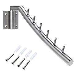 Sumnacon 12.6" Wall Mounted Clothes Hanger Rack, Stainless Steel Garment Hooks With Swing Arm Holder, Space Saver Clothing And Closet Rod Storage Organizer For Laundry Room Bedrooms Bathrooms