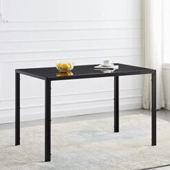 ROOIOME Gray Glass Dining Table Marbled Effect With Tempered Glass Top And Metal Frame And Leg, Gray Rectangle Kitchen Table For Restaurant (L X W X H) 51.20" * 27.5" * 29.5" 18 ROOIOME Gray Glass Dining Table Marbled Effect With Tempered Glass Top And Metal Frame And Leg, Gray Rectangle Kitchen Table For Restaurant (L X W X H) 51.20" * 27.5" * 29.5" -Songmics Furniture Shop 41udcsmhsCL. AC