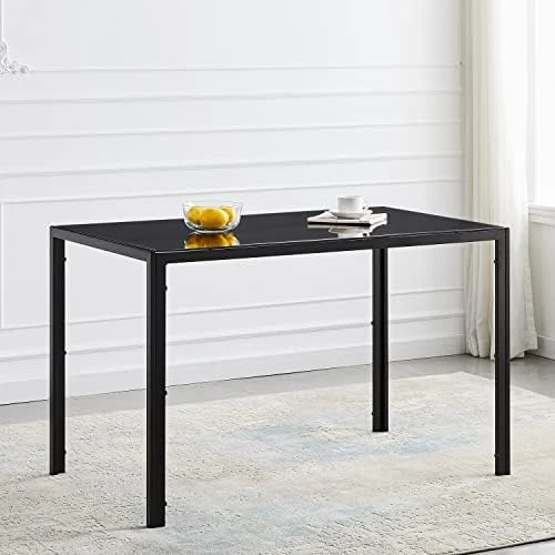 ROOIOME Gray Glass Dining Table Marbled Effect With Tempered Glass Top And Metal Frame And Leg, Gray Rectangle Kitchen Table For Restaurant (L X W X H) 51.20" * 27.5" * 29.5" 7 ROOIOME Gray Glass Dining Table Marbled Effect With Tempered Glass Top And Metal Frame And Leg, Gray Rectangle Kitchen Table For Restaurant (L X W X H) 51.20" * 27.5" * 29.5" - Image 7