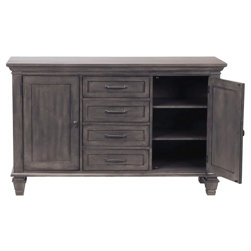 Sunset Trading Shades Of Gray Wood Lighted China Cabinet/Wine Storage In Gray 5 Sunset Trading Shades Of Gray Wood Lighted China Cabinet/Wine Storage In Gray - Image 5