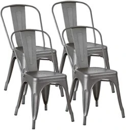 JUMMICO Metal Dining Chair Stackable Indoor-Outdoor Industrial Vintage Chairs Bistro Kitchen Cafe Side Chairs With Back Set Of 4 (Black) 16 JUMMICO Metal Dining Chair Stackable Indoor-Outdoor Industrial Vintage Chairs Bistro Kitchen Cafe Side Chairs With Back Set Of 4 (Black) -Songmics Furniture Shop 41ufR63SnVL. AC