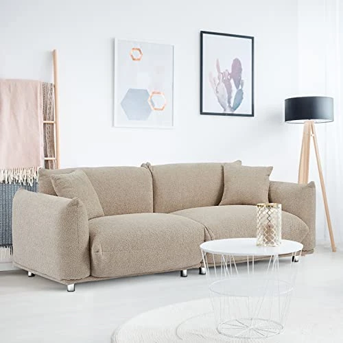 Funkeen Mid Century Modern Sofa Couch Furniture Comfy Lambs Wool Fabric 3 Seat Loveseat Sofa Small Modular Sectional Couch For Living Room Bedroom Apartment Office Small Spaces - Camel 3 Funkeen Mid Century Modern Sofa Couch Furniture Comfy Lambs Wool Fabric 3 Seat Loveseat Sofa Small Modular Sectional Couch For Living Room Bedroom Apartment Office Small Spaces - Camel - Image 3