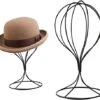 A-SZCXTOP Metal Wig Stand Holder Hat Stand Display, 12.6inch Stable Sturdy Wig Head Holder, Durable Hat Holder Storage Stand, Freestanding Wig Stand For Decoration Display Storage-Black