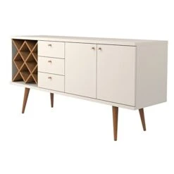 Manhattan Comfort Utopia Sideboard Buffet Stand, Off Off White And Maple Cream