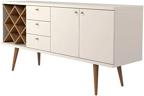 Manhattan Comfort Utopia Sideboard Buffet Stand, Off Off White And Maple Cream 6 Manhattan Comfort Utopia Sideboard Buffet Stand, Off Off White And Maple Cream - Image 6