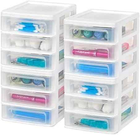 IRIS USA Small Desktop Stacking Drawer, 6-Pack, Sliding Plastic Drawer Storage Container For Stationery Art Craft Supplies Fabric Tools Kitchen Pantry Office And Garage Organization, Black 11 IRIS USA Small Desktop Stacking Drawer, 6-Pack, Sliding Plastic Drawer Storage Container For Stationery Art Craft Supplies Fabric Tools Kitchen Pantry Office And Garage Organization, Black - Image 11
