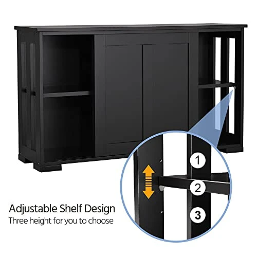 Yaheetech Storage Cabinet Buffet Cabinet Sideboard Buffet With Sliding Door And Adjustable Shelf, Stackable Cabinets Wooden Console Table For Living Room, Kitchen, Dining Room, Hallway, Black 3 Yaheetech Storage Cabinet Buffet Cabinet Sideboard Buffet With Sliding Door And Adjustable Shelf, Stackable Cabinets Wooden Console Table For Living Room, Kitchen, Dining Room, Hallway, Black - Image 3