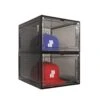 Modern JP Hat Organizer For Baseball Caps (2-Pack) - Transparent Hat Display, Premium Hat Storage Box - Quick Assembly Hat Rack Design With Easy Access Magnet Door, Black