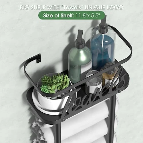 YOYONG Towel Racks For Bathroom Wall Mounted, Metal Towel Holder For Bathroom Towel Storage Wall Towel Rack Shelf For Rolled Towels Bathroom Organizer (Small) 4 YOYONG Towel Racks For Bathroom Wall Mounted, Metal Towel Holder For Bathroom Towel Storage Wall Towel Rack Shelf For Rolled Towels Bathroom Organizer (Small) - Image 4