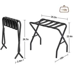 AMHANCIBLE Luggage Rack, Foldable Suitcase Stands Set Of 2, Metal Luggage Holder For Guest Room, Bedroom, Hotel, Holds Up To 110 Lb, Easy Assemble, Black HLR01BK(Black) -Songmics Furniture Shop 41uwE3Crh8L