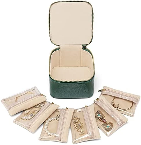 Vlando Small Jewelry Box Organizer,Travel Jewelry Storage With 6 Velvet Jewelry Zipper Pockets,Premium Petal Hardware Jewelry Case For Women Girls Gift (white) 8 Vlando Small Jewelry Box Organizer,Travel Jewelry Storage With 6 Velvet Jewelry Zipper Pockets,Premium Petal Hardware Jewelry Case For Women Girls Gift (white) - Image 8