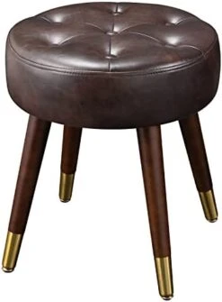 Furniliving Mid-Century Tufted Adjustable Swivel Makeup Ottoman Stool; Modern Big Size Round Vanity Stool Chair For Bedroom Living Room (White) -Songmics Furniture Shop 41v fDX4U L. AC