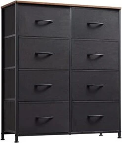 Somdot Dresser For Bedroom With 8 Drawers, 4-Tier Wide Storage Chest Of Drawers With Removable Fabric Bins For Closet Nursery Bedside Living Room Laundry Entryway Hallway, Black/Rustic Brown -Songmics Furniture Shop 41v mivyFwL. AC