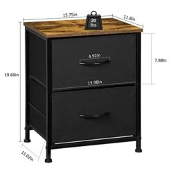 NANANARDOSO 2 Drawers Dresser, Storage Chest Organizer With Removable Fabric Bins, Small Dresser For Closet Bedside Furniture, Nursery, Living Room, Entryway Hallway, Black -Songmics Furniture Shop 41v0XoeCZWL