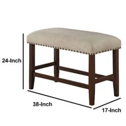 Benjara Rubber Wood High Bench With Cream Upholstery, Brown -Songmics Furniture Shop 41v44TPctaL