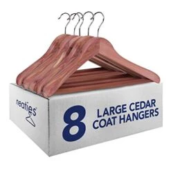 Neaties Premium Red Cedar Hangers For Closet Wide 2" Thick Cedarwood Hangers With Flat Bar - Cedar Pant Bar Cedar Jacket Hangers Cedar Suit Hangers Wooden Hangers Cedar Coat Hangers (8 Pack)