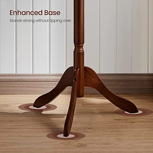 VASAGLE Coat Rack, Solid Wood Coat Stand, Free Standing Hall Coat Tree With 10 Hooks For Coats, Hats, Bags, Purses, For Entryway, Hallway, Rubberwood, Dark Walnut URCR03WN 5 VASAGLE Coat Rack, Solid Wood Coat Stand, Free Standing Hall Coat Tree With 10 Hooks For Coats, Hats, Bags, Purses, For Entryway, Hallway, Rubberwood, Dark Walnut URCR03WN - Image 5