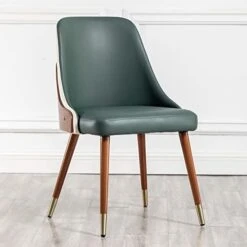 LUNLING Faux Leather Upholstered Chair Mid Century Modern Dining Chairs Gray With Walnut Wood Frame For Kitchen Dining Living Room Chairs（LightGray 1PCS）… -Songmics Furniture Shop 41vGGxorO1L. AC