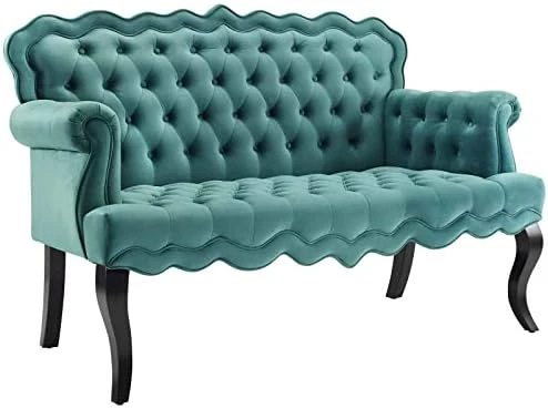 Modway Viola Tufted Velvet Modern Chesterfield Style Settee Loveseat In Navy 7 Modway Viola Tufted Velvet Modern Chesterfield Style Settee Loveseat In Navy - Image 7
