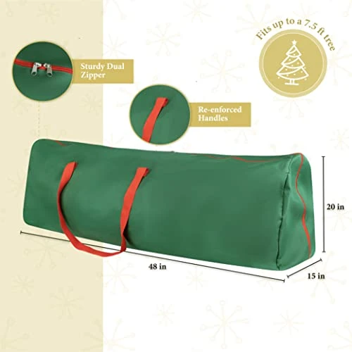 Rolling Tree Storage Bag - Storage For 9-Foot Artificial Christmas Holiday Tree. Zippered Bag, Carry Handles And Wheels For Easy Transport. Protects Against Dust, Insects, And Moisture. (GREEN) 2 Rolling Tree Storage Bag - Storage For 9-Foot Artificial Christmas Holiday Tree. Zippered Bag, Carry Handles And Wheels For Easy Transport. Protects Against Dust, Insects, And Moisture. (GREEN) - Image 2