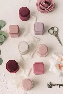 Velvet Ring Box - Elegant Vintage Octagon Display Holder For Jewelry - Double Storage, Soft Fabric - Perfect For Weddings, Engagement, Photography - Decorative & Functional Gifts For Brides (Lilac) -Songmics Furniture Shop 41vJtKajL1L