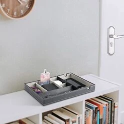 ProCase PU Valet Tray For Dad, Fathers’ Day Gift From Son Daughter - Nightstand Organizer EDC Dump Catchall Trays With Phone Charging Station, Dresser Top Entryway Faux Leather Storage Box -Black -Songmics Furniture Shop 41vMQpM2ESL