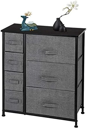 VALUX Box Dresser Storage Tower, Closet Dressers With 7 Drawers, Vertical Storage Dressers For Bedroom, Entryway - Sturdy Steel Frame, Wood Top, Easy Pull Fabric Bin (Grey) 6 VALUX Box Dresser Storage Tower, Closet Dressers With 7 Drawers, Vertical Storage Dressers For Bedroom, Entryway - Sturdy Steel Frame, Wood Top, Easy Pull Fabric Bin (Grey) - Image 6
