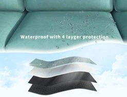 LLappuil Modular Sofa Faux Leather Fabric 112" Sectional Couch 4 Seater With Storage Seats Modern Sectional Sofa For Living Room, Office, Aqua Blue -Songmics Furniture Shop 41vSBHkeHVL