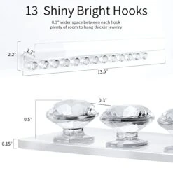 Volepet Acrylic Necklace Holder Set Of 2 With Floating Shelf,Wall Mounted Neckace Organizer Hanging,Clear Necklace Hanger,Necklace Jewelry Hook, Bracelet, Gift For Girls