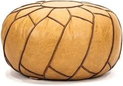 Moderner Faux Leather Pouf Unstuffed Ottoman Moroccan Footstool, Floor Footrest Cushion, Storage Solution - Natural Brown Color (Cognac, 23x11) -Songmics Furniture Shop 41vhGiqUheL. AC