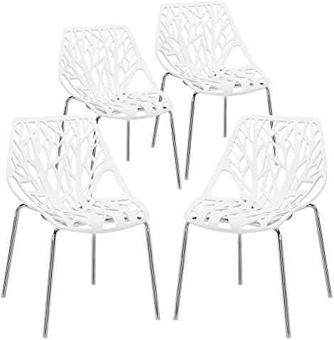 Bonnlo Modern Stackable Chair Set Of 4 Kitchen Dining Chair Birch Sapling Comfy Chairs For Indoor Use (Blue) 8 Bonnlo Modern Stackable Chair Set Of 4 Kitchen Dining Chair Birch Sapling Comfy Chairs For Indoor Use (Blue) - Image 8