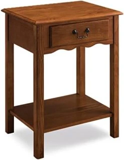 Leick Home 9017-MED One Drawer Narrow Side Table With Shelf, Hand Applied Rustic Oak Finish 10 In X 24 In X 24 In -Songmics Furniture Shop 41vpDzxhpxL. AC