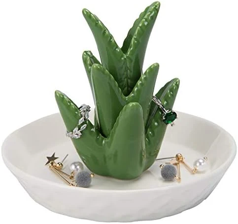 HOME SMILE Ceramic Cactus Ring Holder With Derorative White Dish For Jewelry,Christmas Birthday Gifts For Women 6 HOME SMILE Ceramic Cactus Ring Holder With Derorative White Dish For Jewelry,Christmas Birthday Gifts For Women - Image 6