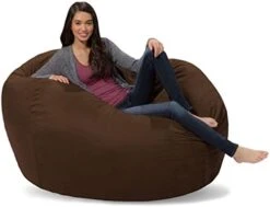Comfy Sacks Memory Foam Bean Bag Chair, Black Furry -Songmics Furniture Shop 41vrIUplqL. AC