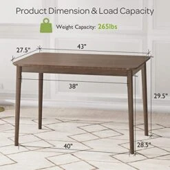 Giantex 43 Inch Rectangular Dining Table, Mid Century Modern Kitchen Table, Vintage Coffee Table W/Tabletop & Solid Wood Legs, Wood Farmhouse Table, Walnut -Songmics Furniture Shop 41vuMt7DqUL