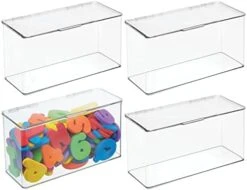MDesign Plastic Playroom And Gaming Storage Organizer Box Containers With Hinged Lid For Shelves Or Cubbies, Holds Small Toys, Building Blocks, Puzzles, Markers, Controllers, Or Crayons, 4 Pack, Clear, 5.5 X 13.3 X 3 -Songmics Furniture Shop 41vwj3J1YxL. AC