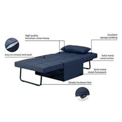Sofa Bed, 4 In-1 Sleeper Chair Bed Multi-Function Folding Convertible Couch Chair Ottoman Bed For Apartment, Small Space (Deep Blue) 12 Sofa Bed, 4 In-1 Sleeper Chair Bed Multi-Function Folding Convertible Couch Chair Ottoman Bed For Apartment, Small Space (Deep Blue) -Songmics Furniture Shop 41vxLOExtML