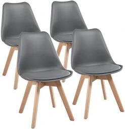 Yaheetech Chairs For Dining Room Dining Chairs DSW Chair Accent Shell Chair With Beech Wood Legs Modern Mid Century Eiffel Inspired Chair Dining Room Chairs Set Of 4 Kitchen Chairs White,4Pcs -Songmics Furniture Shop 41w01tmtcsL. AC