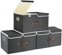 TYEERS Extra Large Collapsible Storage Bins With Lids And Compartments, Organizing Bins For Closet Storage, Clothes Storage, Cube Organizer For Home Office Storage - 2 Pack - Black 27 TYEERS Extra Large Collapsible Storage Bins With Lids And Compartments, Organizing Bins For Closet Storage, Clothes Storage, Cube Organizer For Home Office Storage - 2 Pack - Black -Songmics Furniture Shop 41w0HTPugIL. AC