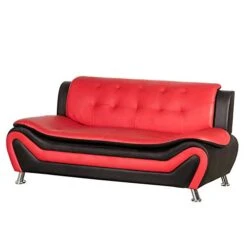 Home Square 3 Piece Living Room Set With Sofa Loveseat And Armchair In Black/Red -Songmics Furniture Shop 41w1TD66WSL