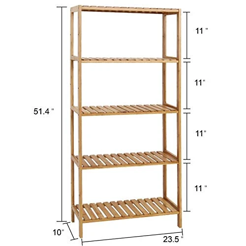 Kinbor 5-Tier Bamboo Bathroon Shelf - Bamboo Shelf Storage Shelving Rack Utility Shelf Multifunctional Bamboo Rack For Bathroom Kitchen Living Room 3 Kinbor 5-Tier Bamboo Bathroon Shelf - Bamboo Shelf Storage Shelving Rack Utility Shelf Multifunctional Bamboo Rack For Bathroom Kitchen Living Room - Image 3