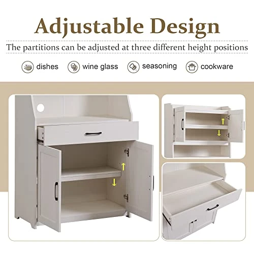 LOVMOR Kitchen Pantry Storage Cabinet, 71" One-Body Style Pantry Cabinet With Doors And Drawers, Storage Buffet With Adjustable Shelves And Drawers For Living Room, Dining Room, Antique White 6 LOVMOR Kitchen Pantry Storage Cabinet, 71" One-Body Style Pantry Cabinet With Doors And Drawers, Storage Buffet With Adjustable Shelves And Drawers For Living Room, Dining Room, Antique White - Image 6