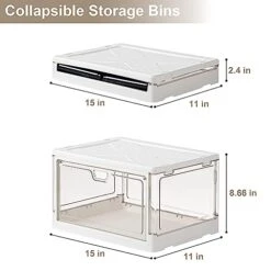 Clear Storage Bin With Lids, 3 Packs Plastic Bins For Storage, 22 QT Folding Box With Magnetic Door, Multifunctional Collapsible Stackable Storage Box For Bedroom, Living Room, Office, Toy Room -Songmics Furniture Shop 41w4wpqWHNL